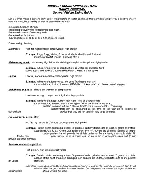 General athlete eating guide