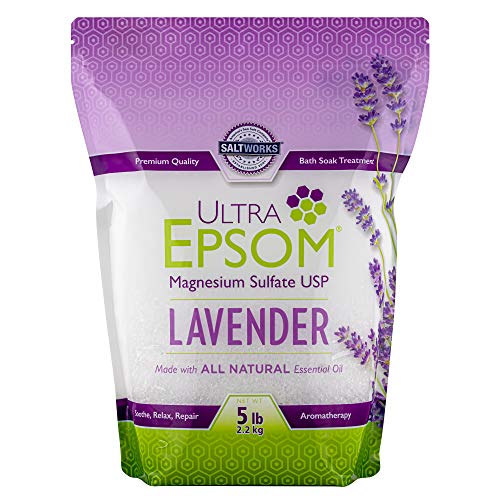 SaltWorks Ultra Epsom, Lavender Scented Premium Epsom Bath Salt, 5 Pound Resealable Bag