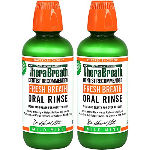 TheraBreath Dentist Recommended Fresh Breath Oral Rinse - Mild Mint Flavor, 16 Ounce (Pack of 2)